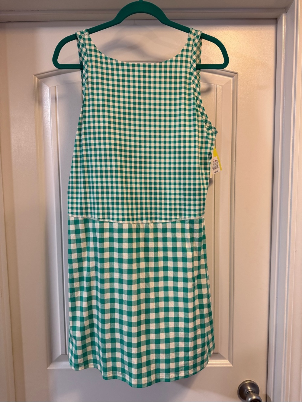 all in motion Green and White Gingham Sleeveless Mini Dress
